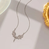 Angel Wing Necklace with 15 Diamonds