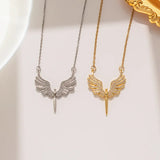 Angel Wing Necklace with 15 Diamonds